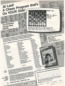 Paul Whitehead Teaches Chess At Last! for Commodore Atari IBM Apple II Print Ad - Picture 1 of 2