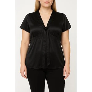 Old Navy Bluse Gr. XL Vintage 100% Seide Rüschen Kurzarm V-Ausschnitt Tieffront - Bild 1 von 13
