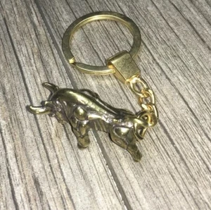 Rodeo Bull Keychain Gold Toned Car Keys Gym Bag Airport Luggage Purse 🔥NEW - Picture 1 of 12