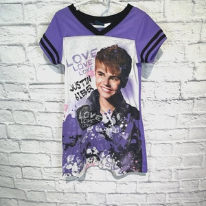 Girls Justine Bieber Y2K Night Gown Size 7-8 Purple - Picture 1 of 14