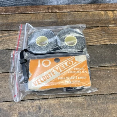 Vintage Velox Veloute Adhesive Handlebar Tape Black Drop Bar Wrap Lot Road Bike - Image 1 of 4