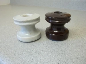 Glass insulators Root beer brown and white insulators - Picture 1 of 7