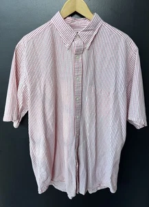 Lands End Short Sleeve Pink/White Seersucker Button Up Shirt Sz XL Tall EUC! - Picture 1 of 5
