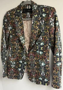 BRAND NEW ZARA BASIC JACKET BLAZER WOMENS SIZE S FLORAL KALEIDOSCOPE STRETCH - Picture 1 of 3