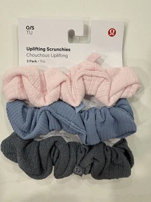 NWT Lululemon Uplifting Scrunchies 3 Pack Pink Blue Gray  - Image 1 of 2