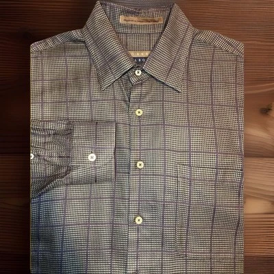 Camisa de vestir ROBERT TALBOTT para hombre L verde oliva ventana cuadros Chevron precio de venta sugerido por el fabricante $275 Foto 1 de 4