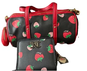 Juicy Couture Sweet and Juicy Mini Barrel Bag Coin Purse And Wallett Strawberry - Picture 1 of 9