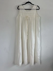 Vintage 60s Women’s White Cotton Nightgown Slip Sleep shirt Coquette Victorian - Bild 1 von 9