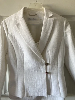 Traje Falda Calvin Klein Blanco Invierno 2 Piezas Talla 10-nuevo sin etiquetas-nunca usado  Foto 1 de 4
