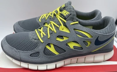 Nike Free Run +2, Cool Grey/Armory Blue-Cool Grey-Sonic Yellow, 537732-007,Sz 12 - Image 1 of 4