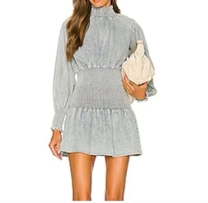 Something Navy Smocked Denim Mini dress Sz xl - Picture 1 of 6