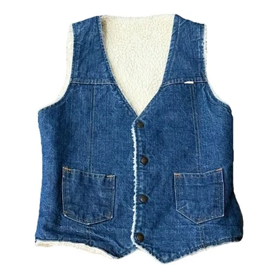 Chaleco De Colección Hombres S Azul Jean Denim Western Marlboro Hombre Sherpa Grande Años 90 Unisex Foto 1 de 4