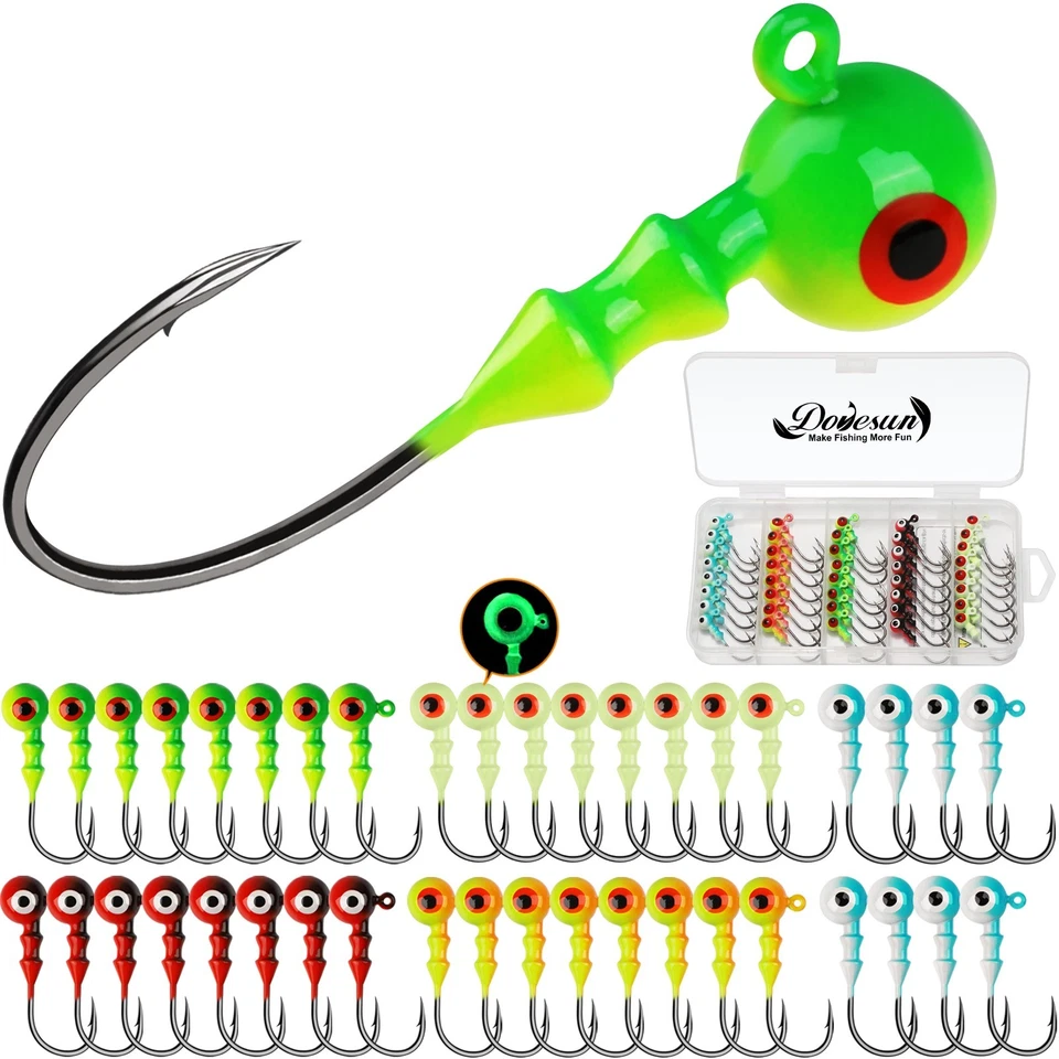 Dovesun 1/16oz Jig Heads for Fishing Hooks Crappie Jigs Walleye, Bass, 40PCS - Image 1 of 4