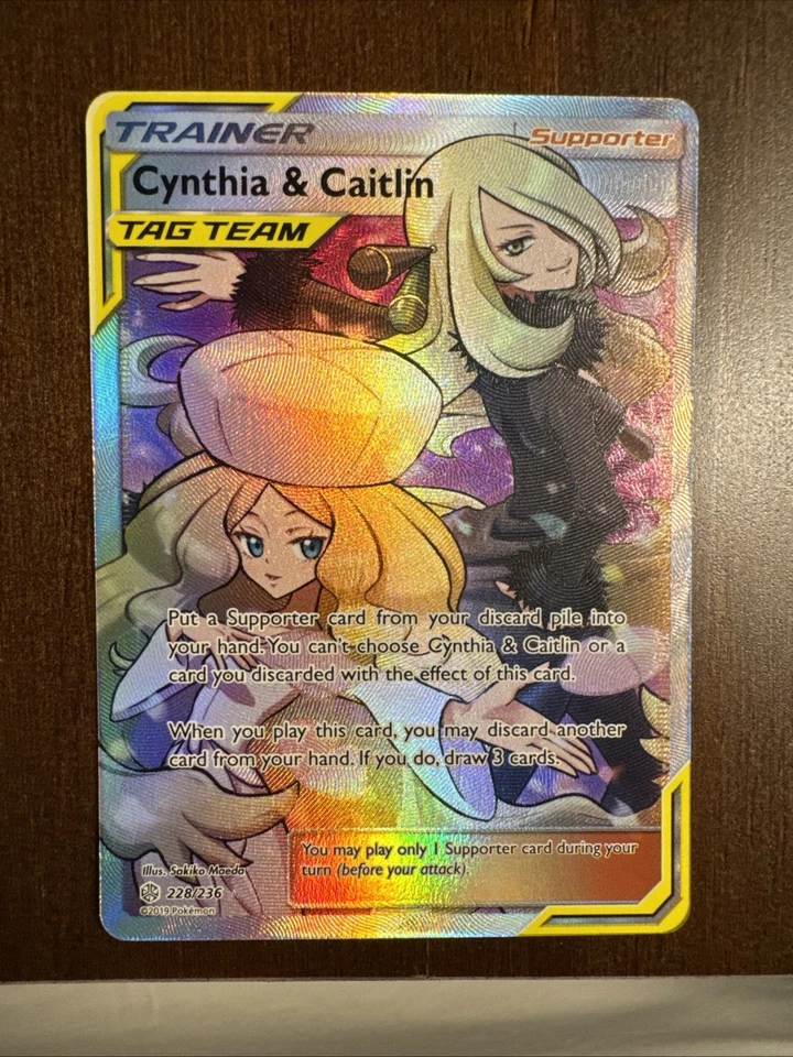 Cynthia & Caitlin (Full Art) 228/236 Ultra Rare 2019 Cosmic Eclipse Pokemon NM - Image 1 of 2