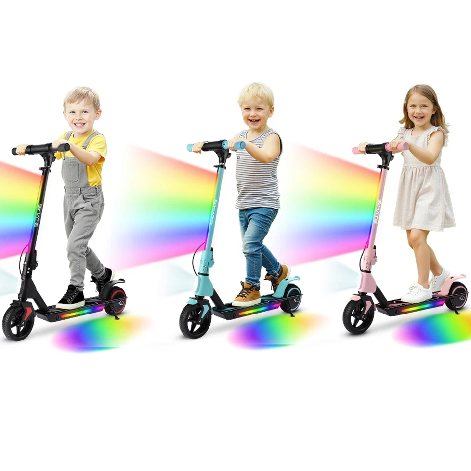 SIMATE Elektroroller Kinder 4-12 Jahre Elektroscooter 130W Klappbar LED Max.14km/h