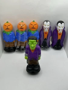 6 Vintage 1998 Empire Halloween Blow Molds Light Toppers Vampire Frankenstein - Picture 1 of 14