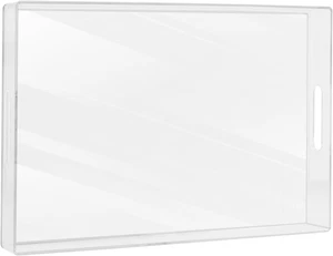 Clear Serving Tray with Handles, Plastic Clear Tray, Rectangle Decorative Tray f - Picture 1 of 12