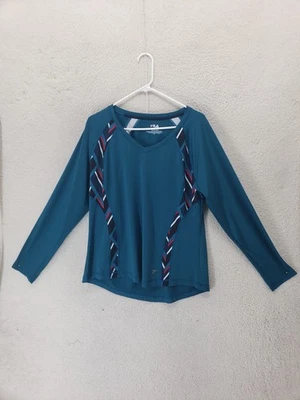 Camisa deportiva Fila para mujer XL azul poli manga larga elástica ropa deportiva top Foto 1 de 4