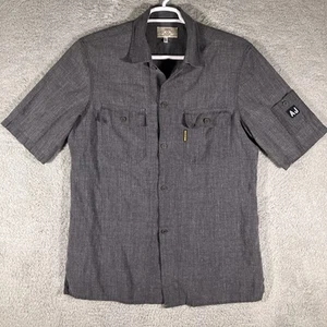 Camisa De Colección Giorgio Armani Mezcla de Lino Para Hombre Grande Gris Manga Bolsillo Bordado - Imagen 1 de 15