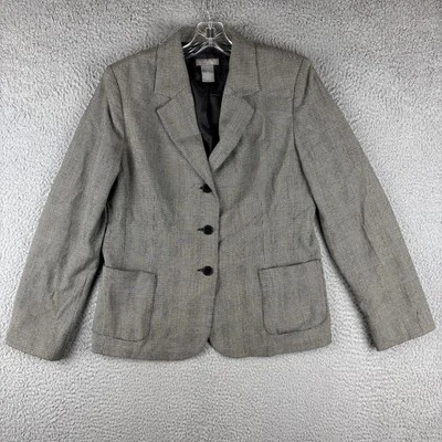 Investments Blazer Jacket Women's Size 6 Gray Long Sleeve Shoulder Pads - Image 1 of 4