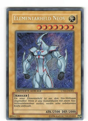 Yugioh ELEMENTAR-HELD NEOS , ct03-de001 Secret Rare deutsch Exc Limitiert - Bild 1 von 2
