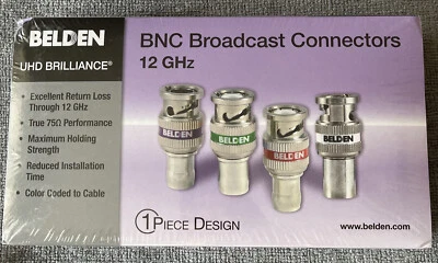 Belden 4794RBUHD1 12 GHz Series 7 16 AWG. New BNC Broadcast Connectors - Image 1 of 3