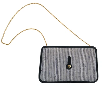 Bolso de mano de tela a rayas PIERRE CARDIN de colección con correa de cadena Foto 1 de 4