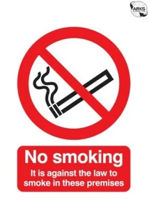 SIGNS & LABELS No Smoking (Legally Required) Sign - Rigid Polypropylene - 297mm - Imagen 1 de 2