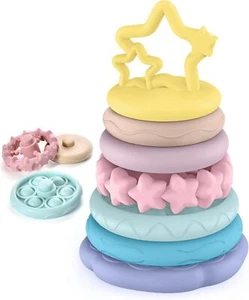 7 Pcs Stacking Toys Baby Toys Toddler Montessori Sensory Soft Rings Stacker T... - Picture 1 of 6