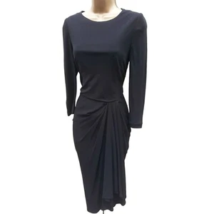 10 UK Karen Millen Black Drape Jersey Cocktail Party Office Drape Dress - Picture 1 of 9
