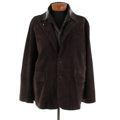 Blazer Robert Graham Nuevo con Etiquetas Uptown XVII Gamuza Cuero con Chaleco Extraíble Talla 50 Marrón Foto 1 de 4