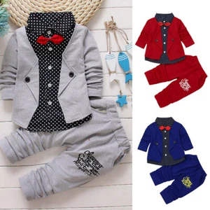Toddler Kid Baby Boy Tuxedo Suit Gentry Party Christening Wedding Clothes Set US - Picture 1 of 19