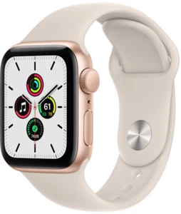 Apple Watch Series SE 4 (GPS + Celular, 44 mm) Estuche Dorado con Banda Deportiva Blanca - Imagen 1 de 3