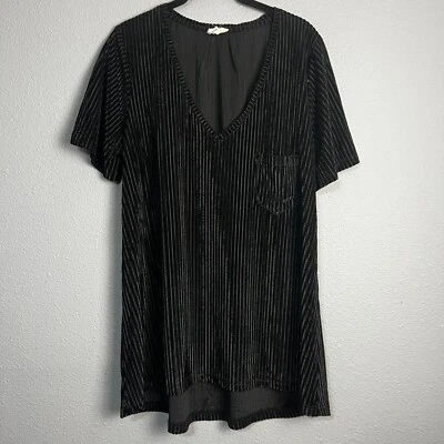 POL бархата ребристый туника верхний v-образным вырезом короткий рукав карман повседневный нарядный средний - Изображение 1 из 4