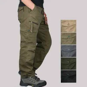 Men's Cotton Cargo Pants Spring Autumn Casual Multi Pockets Long Trousers - Picture 1 of 27