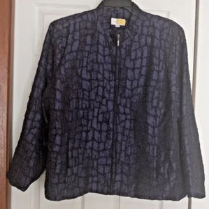 Vintage 90er Erin London Blazer Jacke Gr. 3x Reißverschluss vorne strukturiert geknittert gebraucht, in einwandfreiem Zustand - Bild 1 von 11