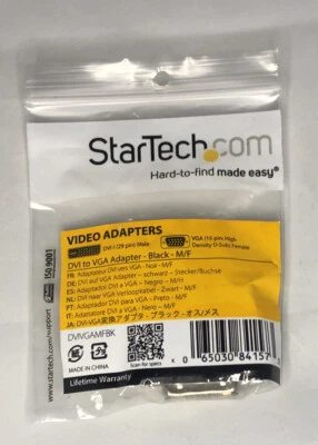 StarTech DVIVGAMFBK DVI to VGA Cable Adapter Black Male Female Free Shipping - Image 1 of 2
