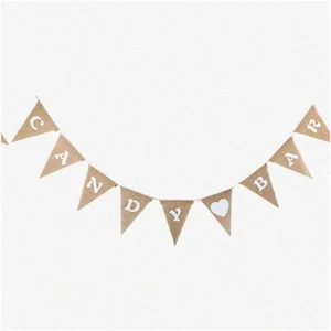 Sweet Treats Rustic Wedding Candy Bar Burlap Triangle Banner Garden Flag Garland - Picture 1 of 7