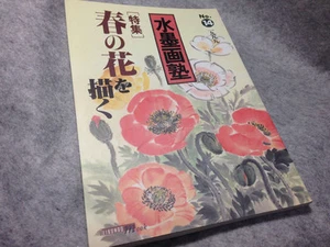 Japanese Suibokuga Sumi-e Brush Painting Art Sample Book No14 Spring flowers - Picture 1 of 4