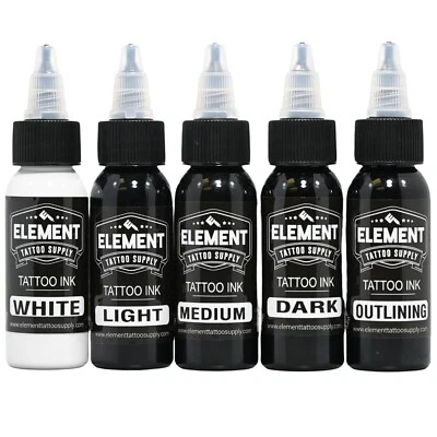 Juego de tinta para tatuaje 1 oz gris lavado claro medio oscuro blanco negro elemento suministro para tatuajes Foto 1 de 4