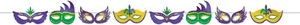 Mardi Gras Masquerade Masks Holiday Party Hanging Decoration Ribbon Mask Banner - Picture 1 of 1