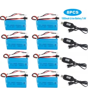 7.4V 1500mAh Li-ion Battery with Charger for WPL MN99S D90 U12A S033g Q1 H101 Rc - Picture 1 of 9
