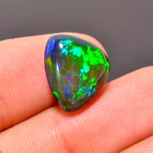 5.45Ct Natural Black Ethiopian Opal Trillion Shape Cabs Loose Gemstone 12X11X5mm - Picture 1 of 6