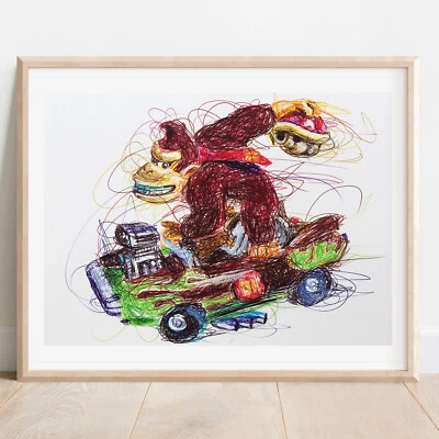 Donkey Kong карта шариковая ручка печати, Super Mario художественный плакат - Изображение 1 из 3