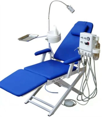 Dental Chair with Turbine Unit 4 Hole + Waste Basin + LED Light Blue US STOCK - Image 1 of 4