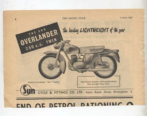 The Sun Overlander Twin Motorcycle Original Advertisement Removed from Magazine - Picture 1 of 1