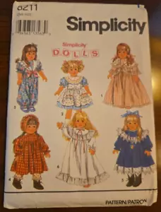 Simplicity 8211 for 18" Dolls Clothes Vintage 1994 NEW - Picture 1 of 4