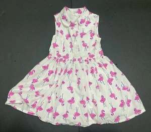 Girl's Pumpkin Patch White Flamingo Dress Size 4 EUC - Picture 1 of 3