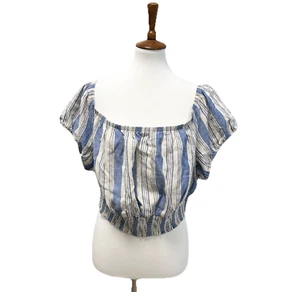 Torrid Linen Crop Top Womens Sz 2x XXL Striped Resort Costal Cottagecore Boho - Picture 1 of 11