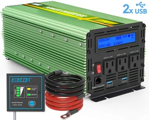 Inversor de potencia EDECOA 2500W 5000W onda sinusoidal pura 12V DC a CA 120V LCD - Imagen 1 de 15